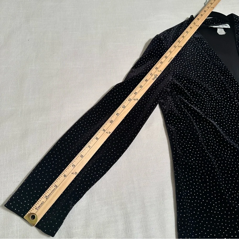 Vtg Ronni Nicole Jacket Womens 12 Black Velvet Open Duster Long Sleeve Studded
